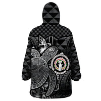 Northern Mariana Islands Flag Turtle Hibiscus Black Wearable Blanket Hoodie - Wonder Print Shop