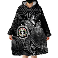 Northern Mariana Islands Flag Turtle Hibiscus Black Wearable Blanket Hoodie - Wonder Print Shop