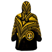 Northern Mariana Islands Gold Color Cross Style Wearable Blanket Hoodie - Wonder Print Shop