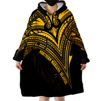 Northern Mariana Islands Gold Color Cross Style Wearable Blanket Hoodie - Wonder Print Shop