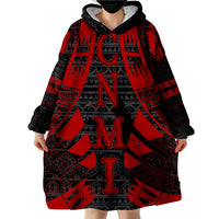 Northern Mariana Islands Red Tattoo Style Wearable Blanket Hoodie - Wonder Print Shop