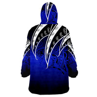 Northern Mariana Islands Tropical Leaf Gradient Blue Style Wearable Blanket Hoodie - Wonder Print Shop