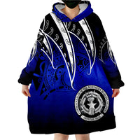Northern Mariana Islands Tropical Leaf Gradient Blue Style Wearable Blanket Hoodie - Wonder Print Shop