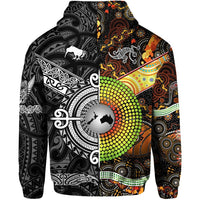 Custom New Zealand Australia Hoodie Together Black LT8 - Wonder Print Shop