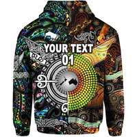 Custom New Zealand Australia Zip Hoodie Together Paua Shell, Custom Text And Number LT8 - Wonder Print Shop