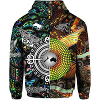 Custom New Zealand Australia Zip Hoodie Together Paua Shell LT8 - Wonder Print Shop