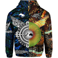 Custom New Zealand Australia Zip Hoodie Together Blue LT8 - Wonder Print Shop