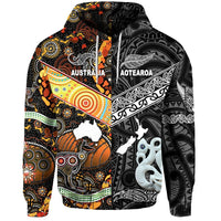 Custom New Zealand Australia Hoodie Together Black, Custom Text And Number LT8 - Wonder Print Shop