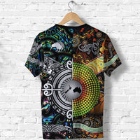 New Zealand Maori Aotearoa and Australia Aboriginal T Shirt Together Paua Shell LT8 - Wonder Print Shop
