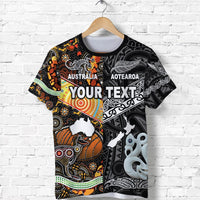 Custom New Zealand and Australia T Shirt Together Black LT8 - Wonder Print Shop