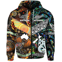 Custom New Zealand Australia Zip Hoodie Together Paua Shell, Custom Text And Number LT8 - Wonder Print Shop