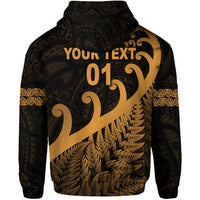 Custom New Zealand Rugby Maori Zip Hoodie Silver Fern Koru Vibes Gold LT8 - Wonder Print Shop