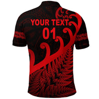 Custom New Zealand Rugby Maori Polo Shirt Silver Fern Koru Vibes Red LT8 - Wonder Print Shop
