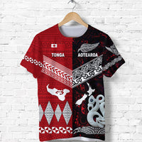 Custom New Zealand and Tonga T Shirt Together Red, Custom Text And Number LT8 - Wonder Print Shop