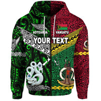 Custom Vanuatu And New Zealand Zip Hoodie Together Green LT8 - Wonder Print Shop
