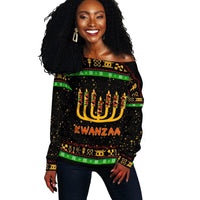 Wonder Print Shop Sweater - Kwanzaa Christmas Women Off shoulder - Wonder Print Shop