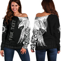 Custom Viking Women's Off Shoulder Sweater Mystical Raven Tattoo Special RLT12 - Wonder Print Shop