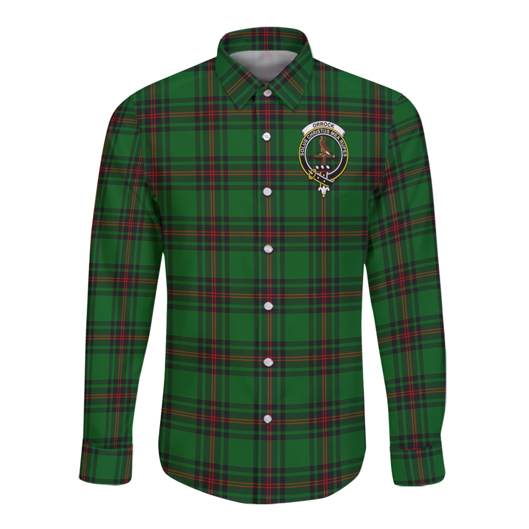 Orrock Tartan Long Sleeve Button Up Shirt with Scottish Family Crest K23