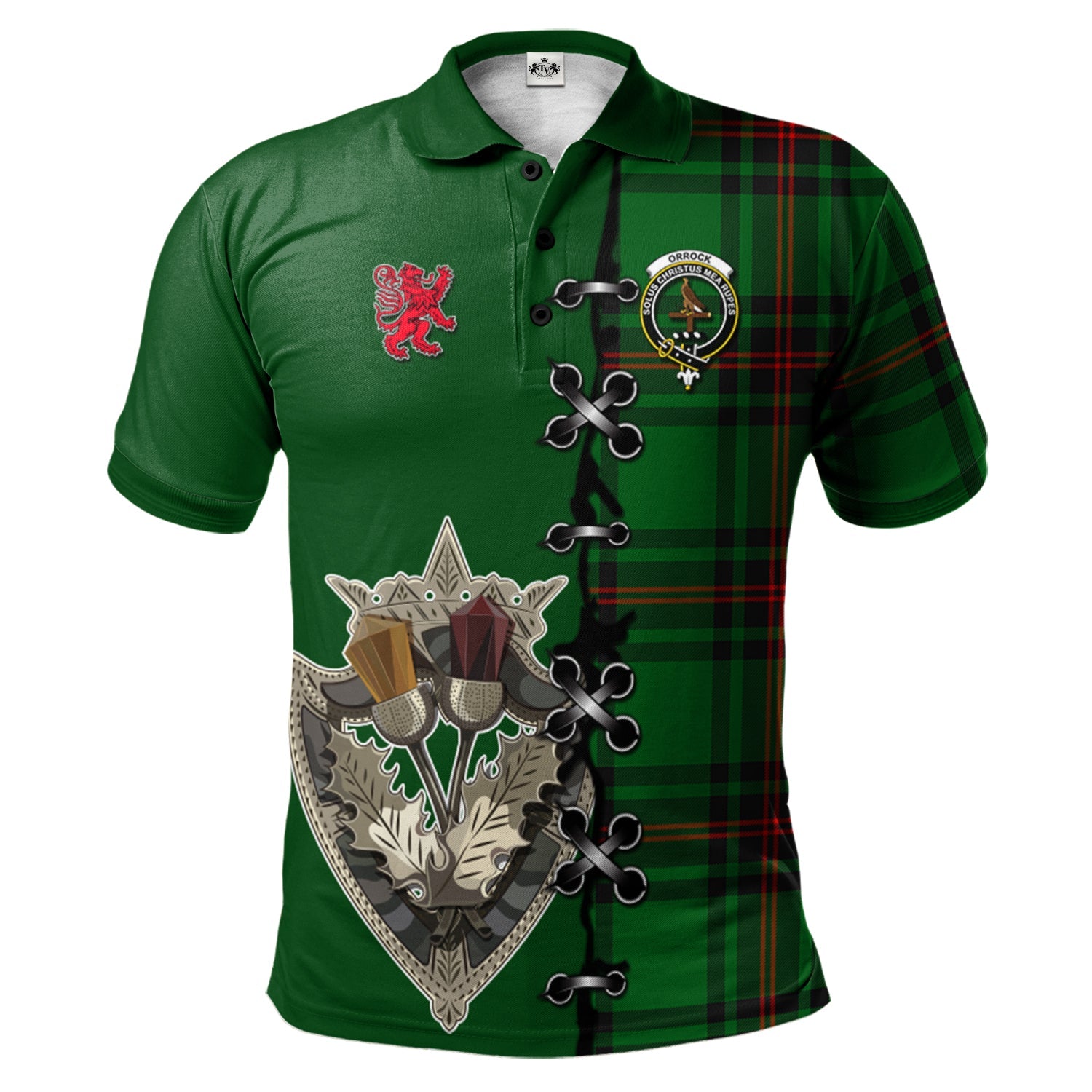 scottish-orrock-clan-crest-tartan-lion-rampant-and-celtic-thistle-polo-shirt