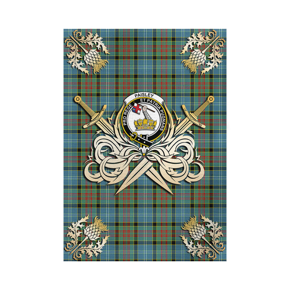 scottish-paisley-clan-crest-courage-sword-tartan-garden-flag