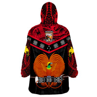 Papua New Guinea Rugby PNG Kumuls Bird Of Paradise Black Wearable Blanket Hoodie - Wonder Print Shop