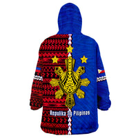 Philippines Pilipinas Sun Mix Polynesian Pattern Wearable Blanket Hoodie - Wonder Print Shop