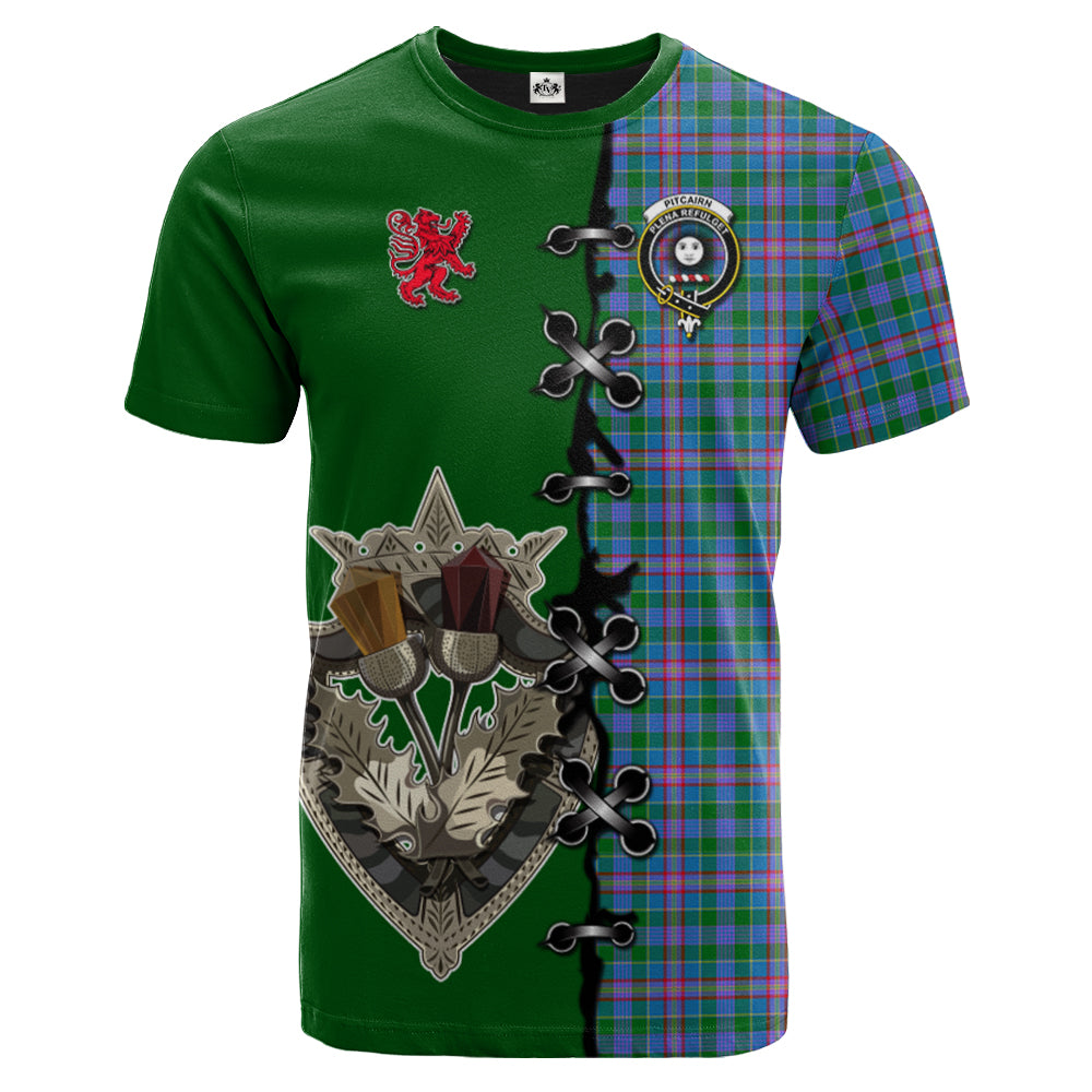 scottish-pitcairn-hunting-clan-crest-tartan-lion-rampant-and-celtic-thistle-t-shirt