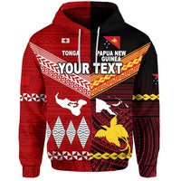 Custom Papua New Guinea And Tonga Hoodie Polynesian Together Red LT8 - Wonder Print Shop