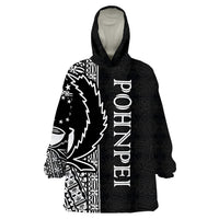 Pohnpei Polynesian White Line Wearable Blanket Hoodie - Wonder Print Shop