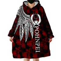 Pohnpei Polynesian Wings Red Wearable Blanket Hoodie - Wonder Print Shop