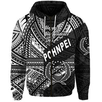 Custom FSM Pohnpei Zip Hoodie Happy Independence Day Original Vibes Black LT8 - Wonder Print Shop