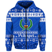 Custom FSM Pohnpei Christmas Zip Hoodie Simple Style LT8 - Wonder Print Shop