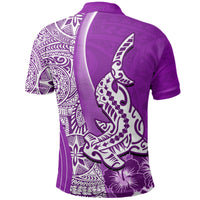 Hawaiian Shark Polynesian Polo Shirt Vibe Purple Style LT6 - Wonder Print Shop