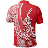 Hawaiian Shark Polynesian Polo Shirt Vibe Red Style LT6 - Wonder Print Shop