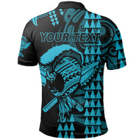 Custom Hawaii Polynesian Warrior Kakau Polo Shirt Blue LT6 - Wonder Print Shop