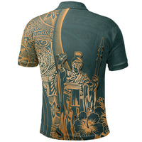 Hawaiian King Kamehameha Polo Shirt Vibe Green Style LT6 - Wonder Print Shop