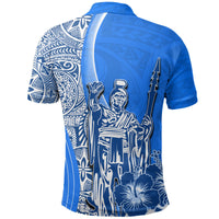 Hawaiian King Kamehameha Polo Shirt Vibe Blue Style LT6 - Wonder Print Shop