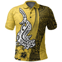 Hawaiian Shark Polynesian Polo Shirt Vibe Yellow Style LT6 - Wonder Print Shop
