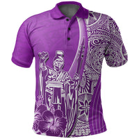 Hawaiian King Kamehameha Polo Shirt Vibe Purple Style LT6 - Wonder Print Shop