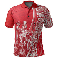 Hawaiian King Kamehameha Polo Shirt Vibe Red Style LT6 - Wonder Print Shop