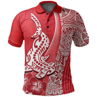 Hawaiian Shark Polynesian Polo Shirt Vibe Red Style LT6 - Wonder Print Shop