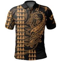 Custom Hawaii Polynesian Warrior Kakau Polo Shirt Gold LT6 - Wonder Print Shop
