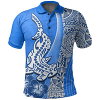 Hawaiian Shark Polynesian Polo Shirt Vibe Blue Style LT6 - Wonder Print Shop
