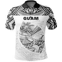 Custom Guam Rugby Polo Shirt Polynesian Patterns White LT16 - Wonder Print Shop