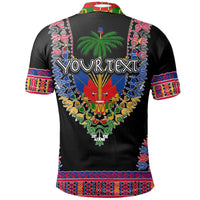 Custom Haiti Polo Shirt Dashiki Mix Coat Of Arms Black Style LT6 - Wonder Print Shop
