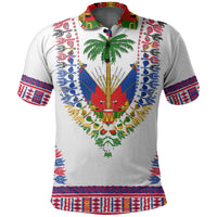 Custom Haiti Polo Shirt Dashiki Mix Coat Of Arms White Style LT6 - Wonder Print Shop