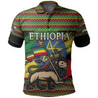 Ethiopia Polo Shirt Lion Of Judah Flag Grunge LT6 - Wonder Print Shop