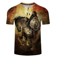 Native American Man With Horse T Shirt LT10 - Wonder Print Shop