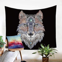 Head Wolf Tapestry Wall Hanging Native American Pride LT10 - Wonder Print Shop