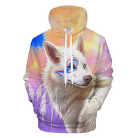 Cartoon Wolf Colorful 3D Native American Hoodie LT10 - Wonder Print Shop